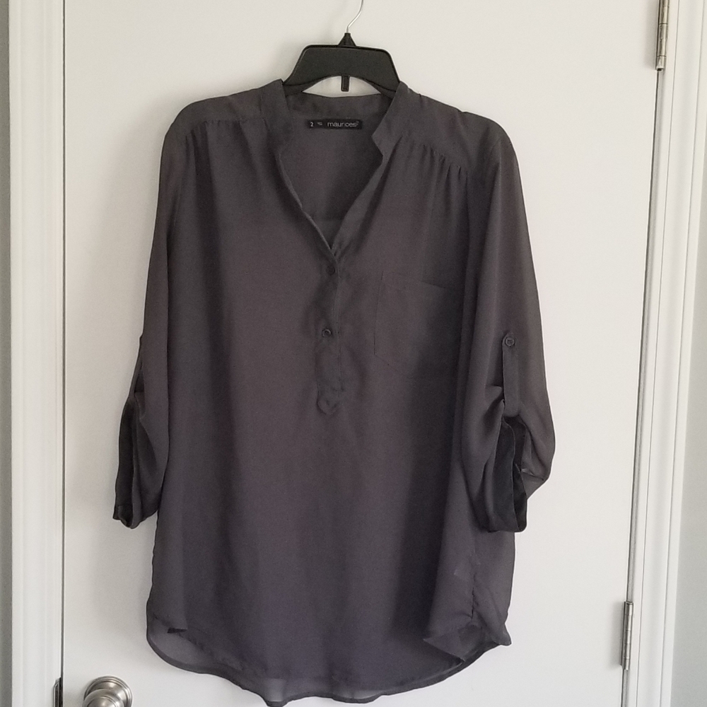 Maurices Grey Shear 3/4 Sleeve Blouse